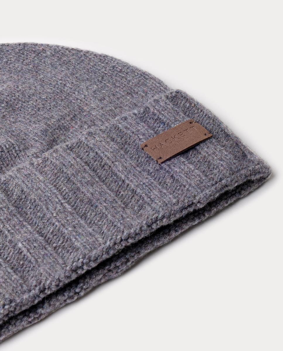 Gorro de Malha de Caxemira com Detalhe. Cinzento-3