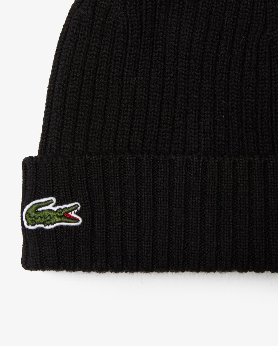 gorro de lana acanalada - Lacoste - Negro Negro-2
