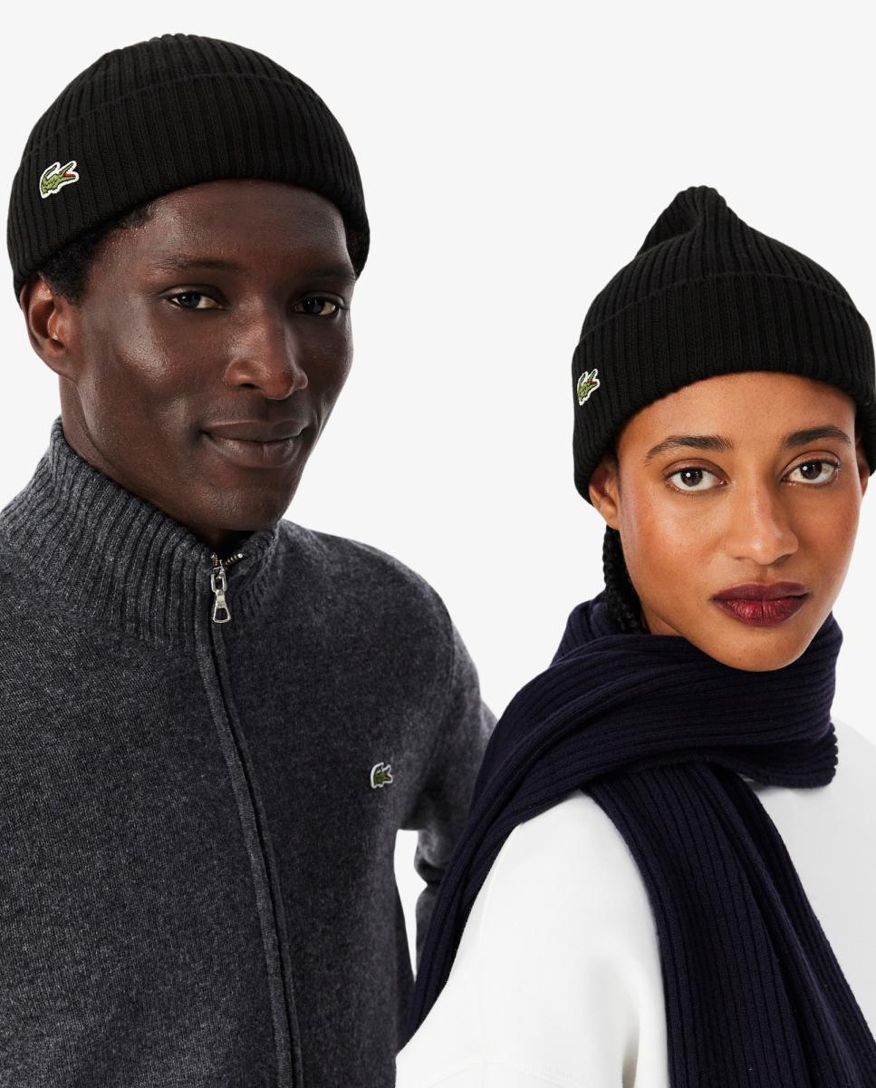 gorro de lana acanalada - Lacoste - Negro Negro-3