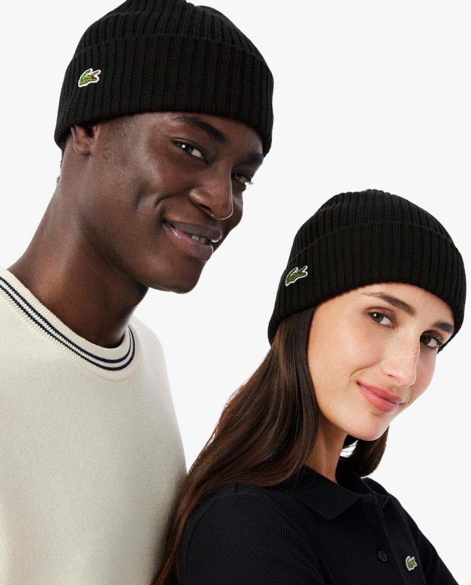 gorro de lana acanalada - Lacoste - Negro Negro-4