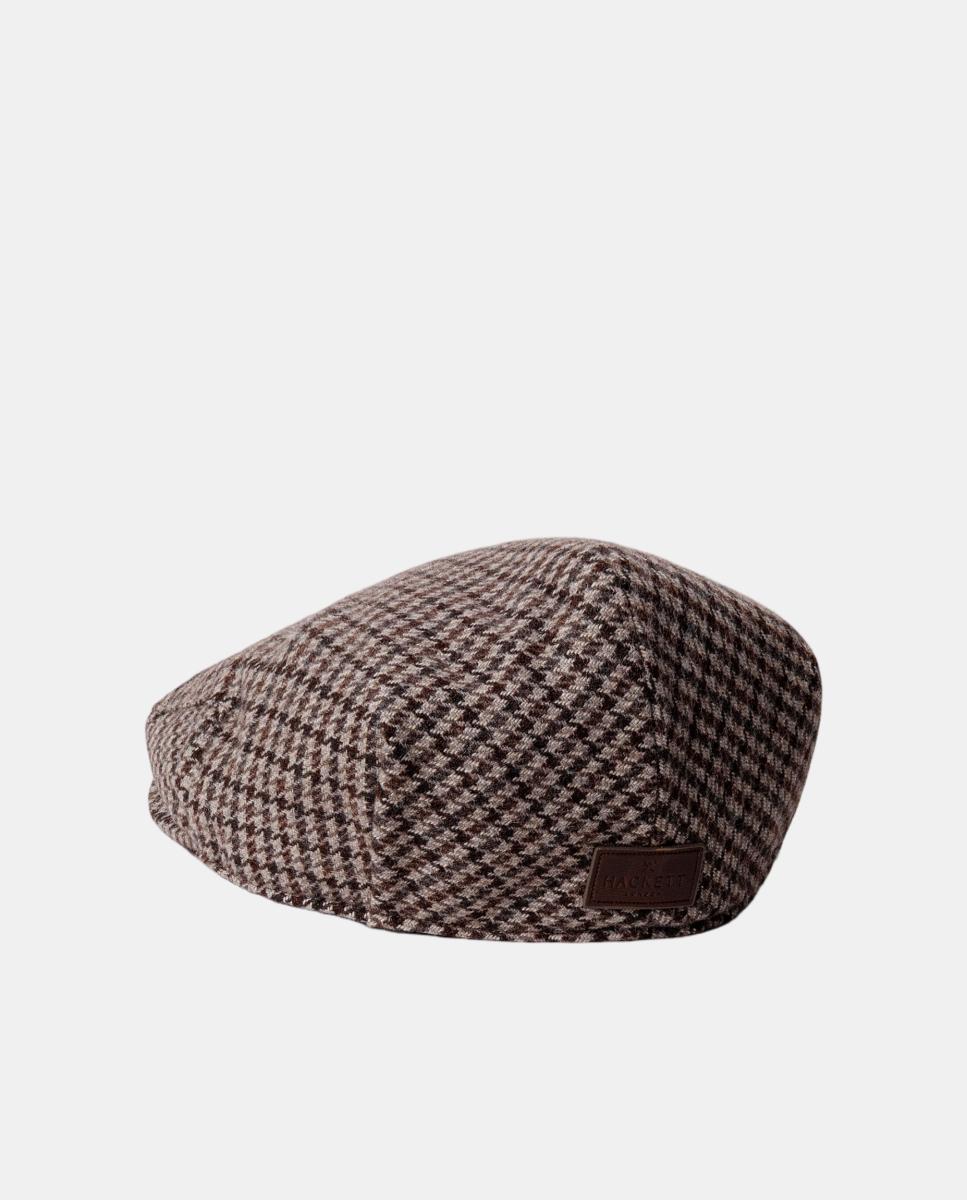 Boné de Estilo Britânico Tradicional com Estampado Pied-de-Poule. Bege-2