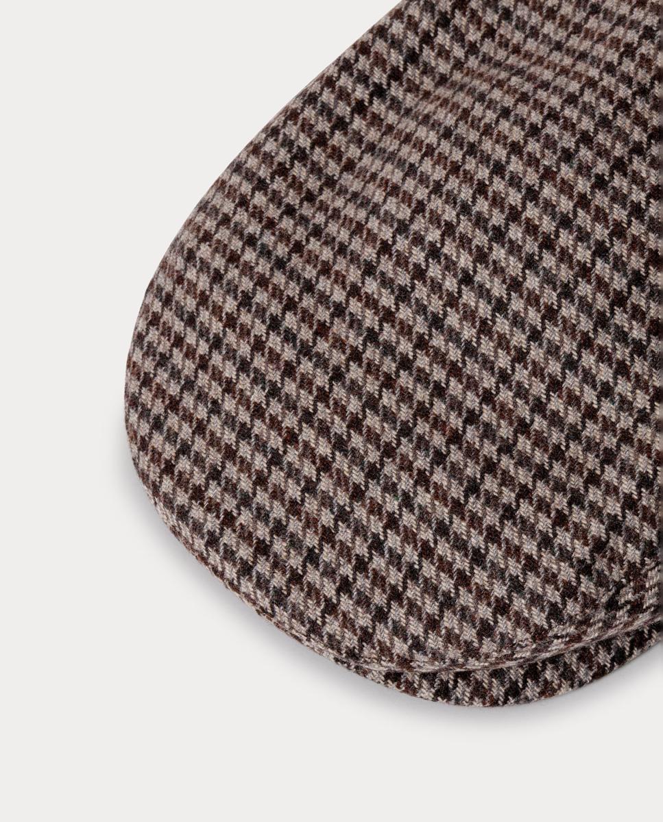 Boné de Estilo Britânico Tradicional com Estampado Pied-de-Poule. Bege-4
