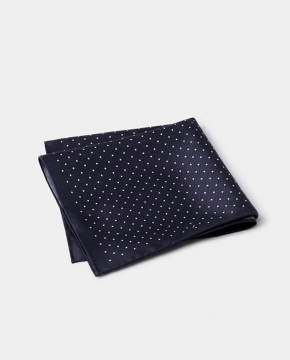 Lenço de Seda às Bolinhas Azul-3