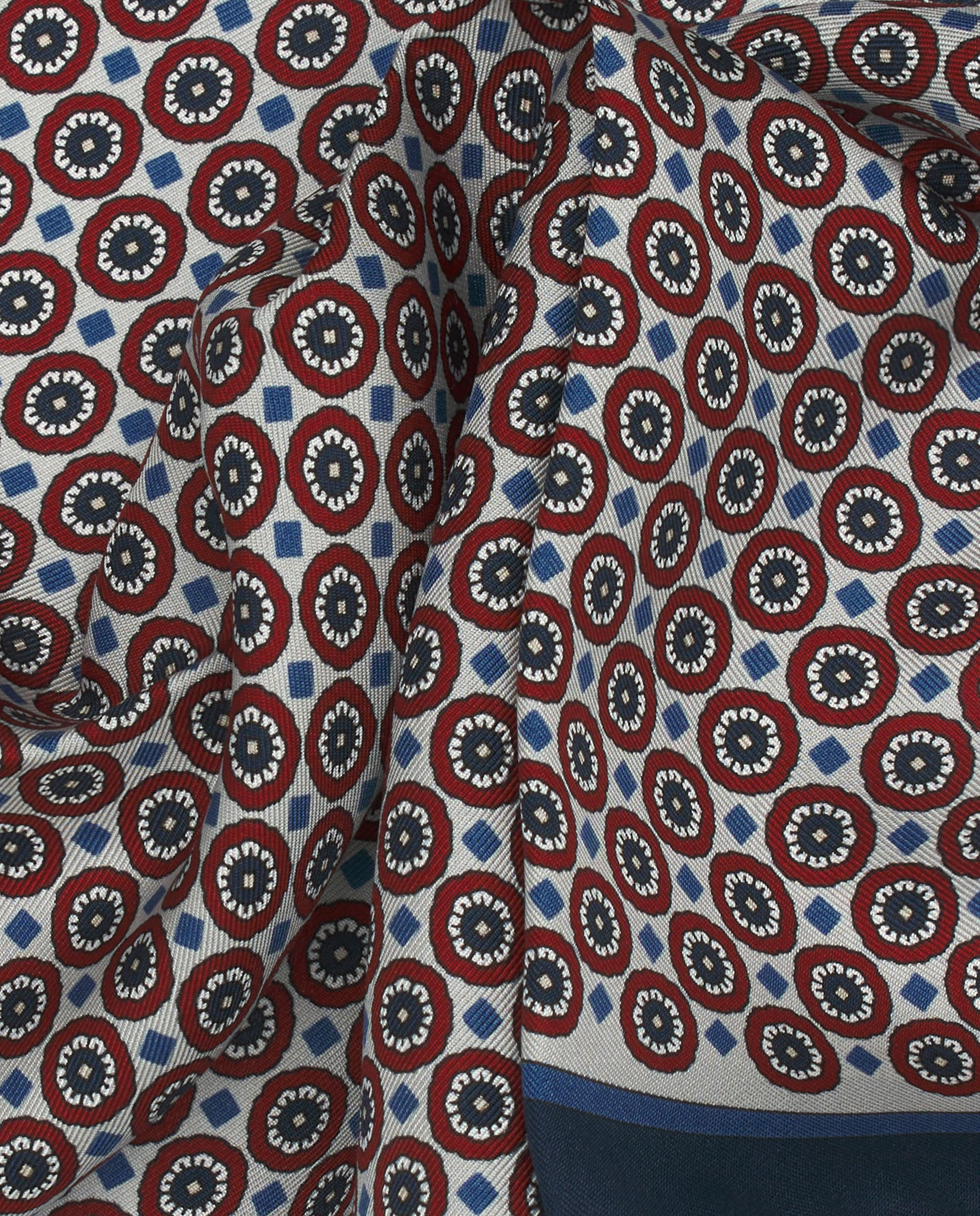 Lenço de Bolso Estampado de Seda Cinzento-2