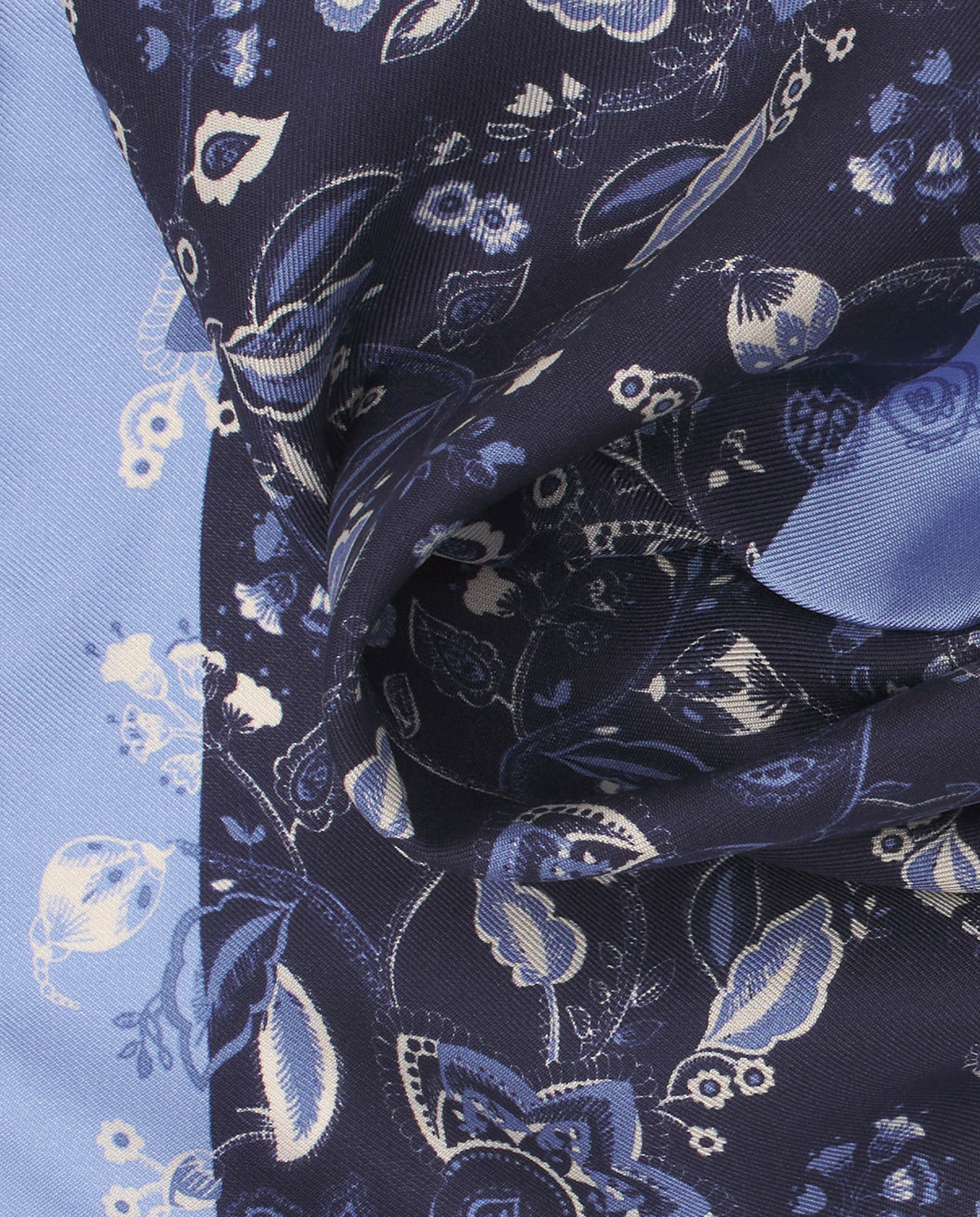 Lenço de Bolso Estampado de Seda Azul-marinho-2