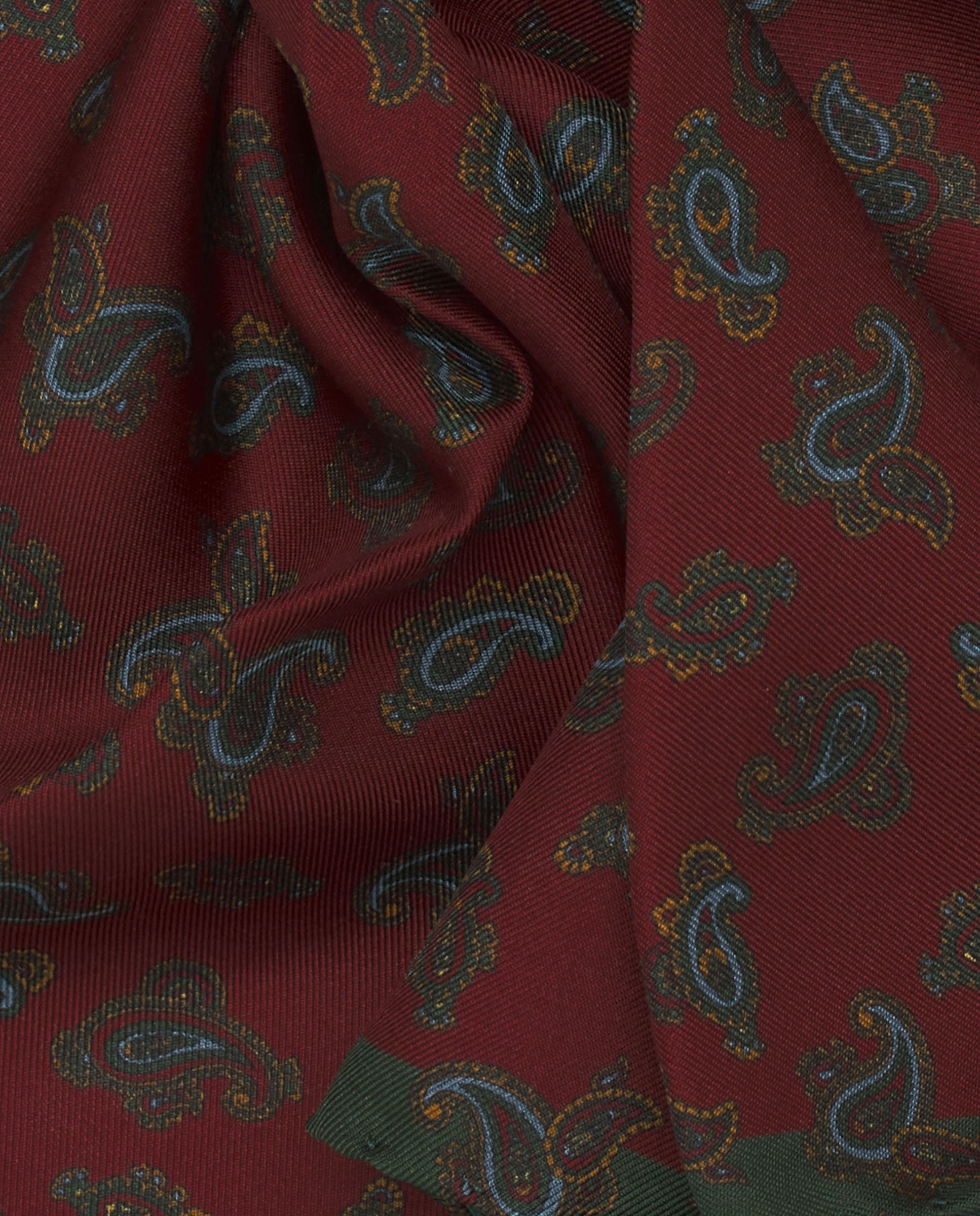 Lenço de Bolso Estampado de Seda Grená-2