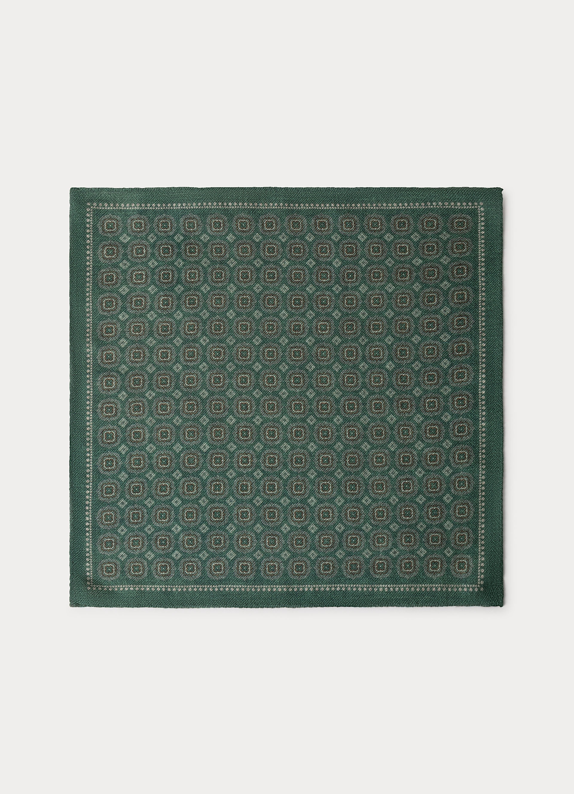 Lenço de Lã com Desenho Geométrico. Verde-claro-3