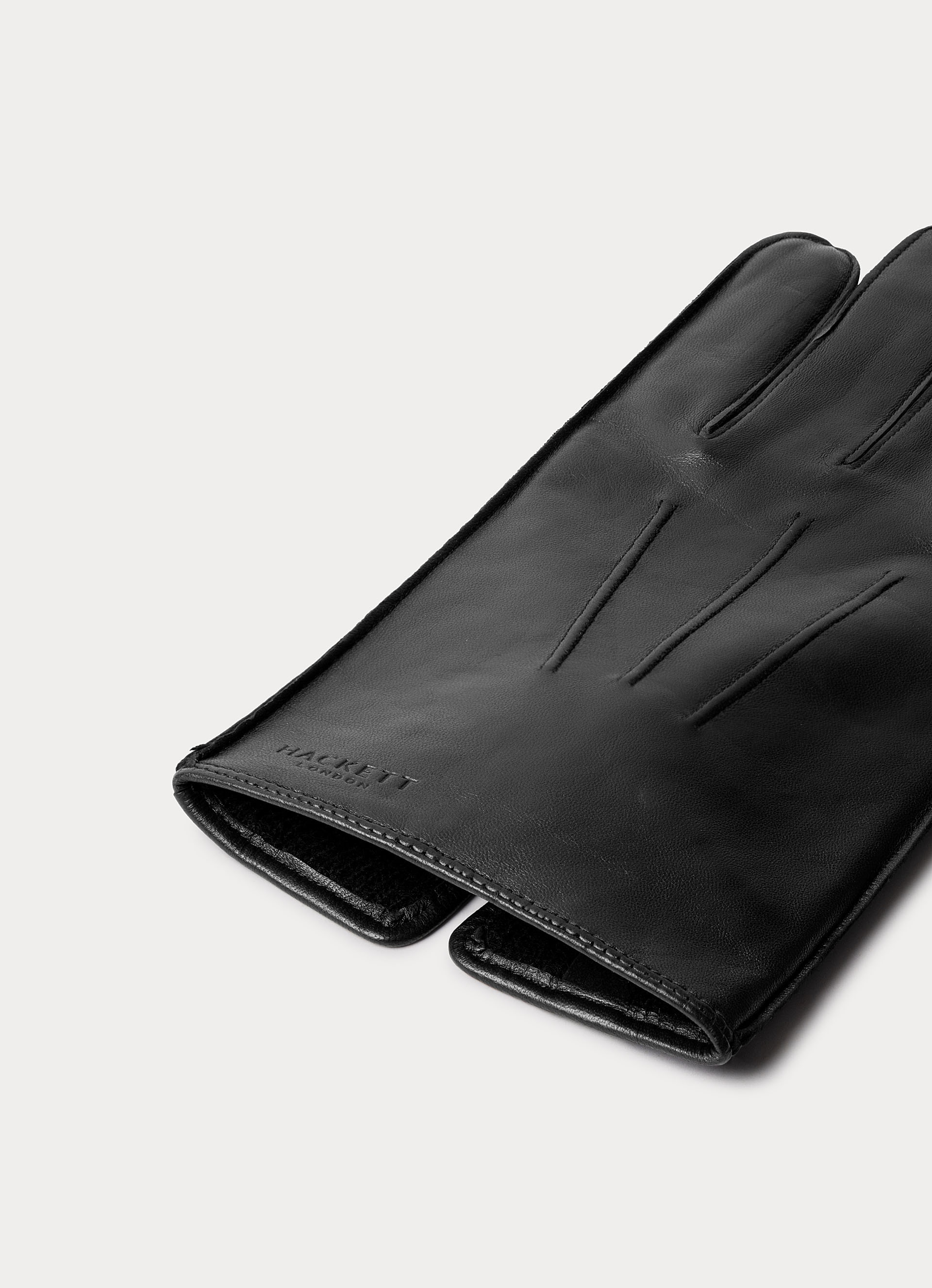 Guantes de hombre de piel cordero con forro lana. - Hackett - Negro Negro-3