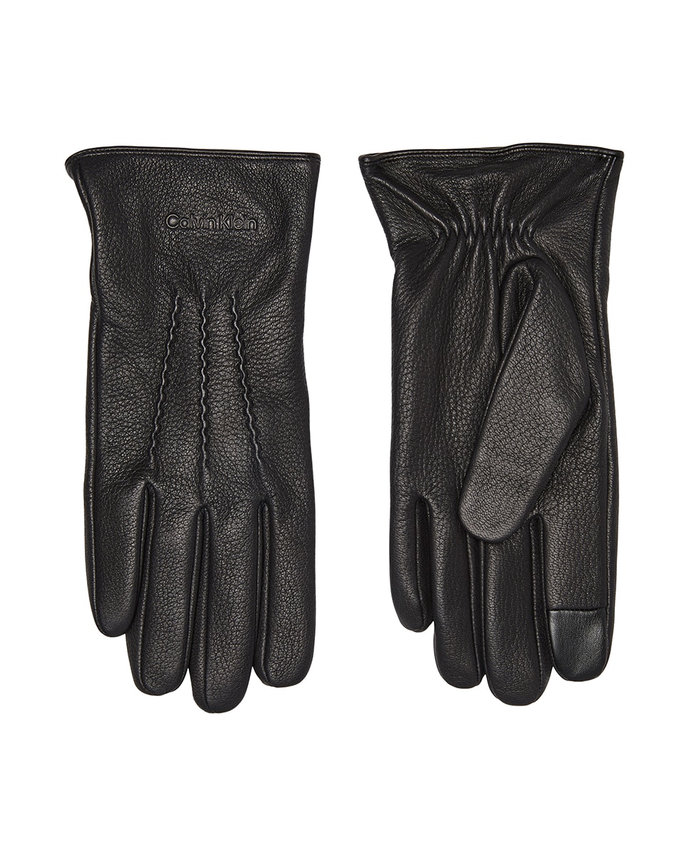 Guantes de piel con logo Calvin Klein de hombre. - Negro Negro-2