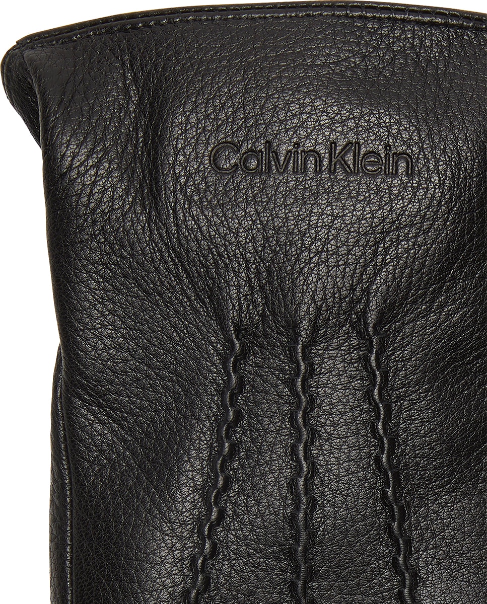 Guantes de piel con logo Calvin Klein de hombre. - Negro Negro-3