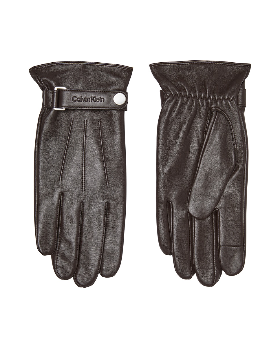 Guantes de hombre en piel. - Calvin Klein - Marrón Marrón-2