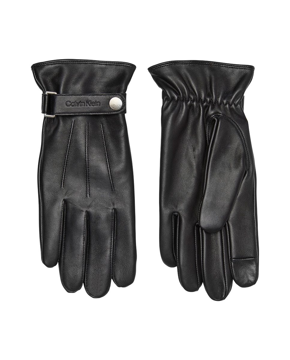 Guantes de piel con logo Calvin Klein de hombre. - Negro Negro-2