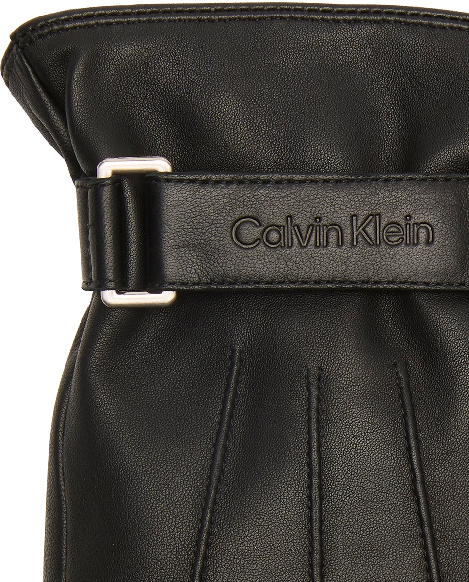 Guantes de piel con logo Calvin Klein de hombre. - Negro Negro-3
