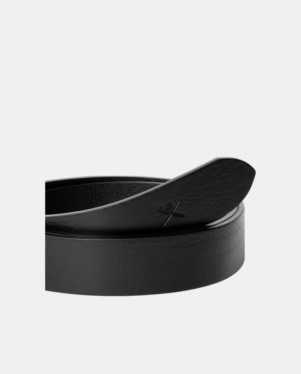 Cinto de Couro Italiano Granulado com Fivela Metálica. Preto-4