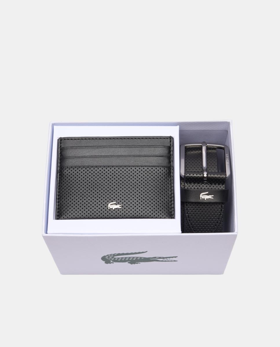 Conjunto de Oferta de Cinto em Pele e Porta-Cartões Preto-4