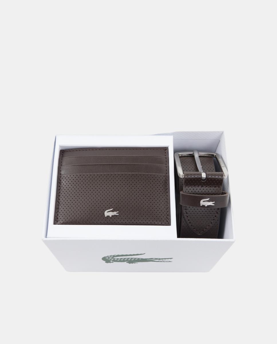 Conjunto de Oferta de Cinto em Pele e Porta-Cartões Castanho-6