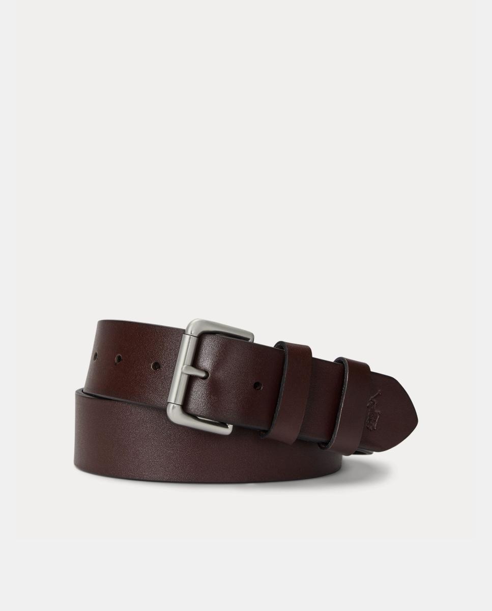 Cinturón de piel negro con hebilla de rodillo - Polo Ralph Lauren - Marrón Marrón-1