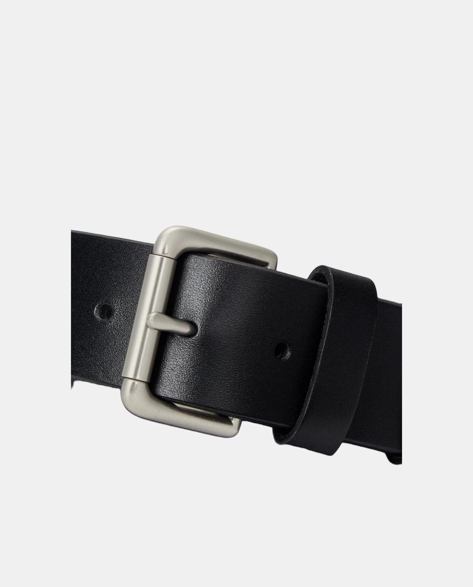 Cinturón de piel negro con hebilla de rodillo - Polo Ralph Lauren - Negro Negro-2
