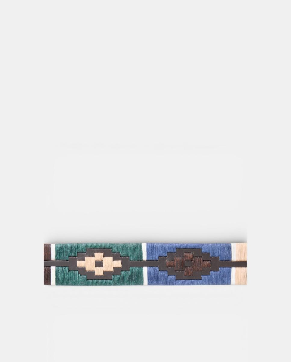 Cinto em Pele Argentina Tricolor Castanho-4