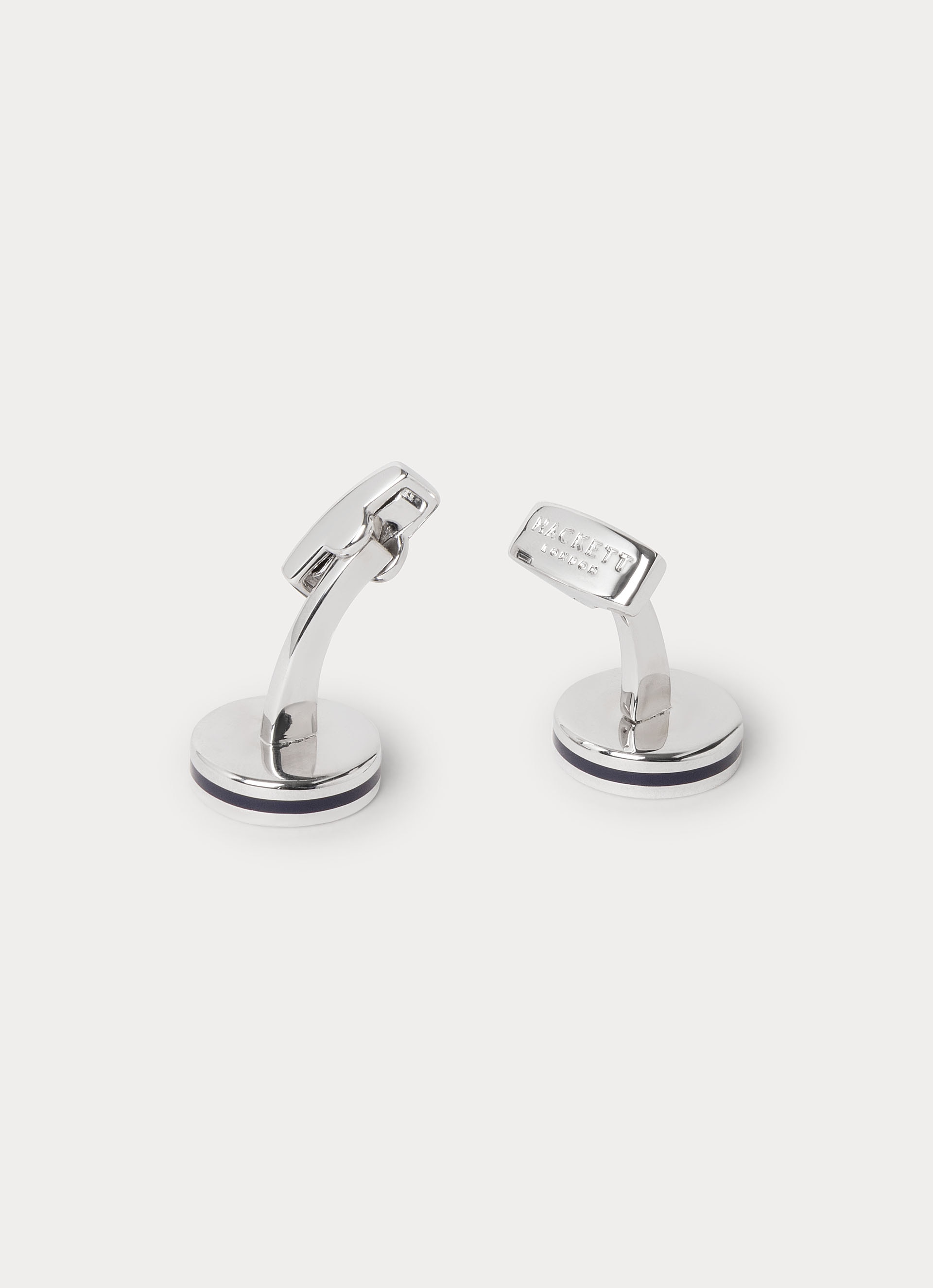 Gemelos de hombre circulares con logotipo Cross Brolly Bowler e incrustación texturizada. - Hackett - Plata Plata-2