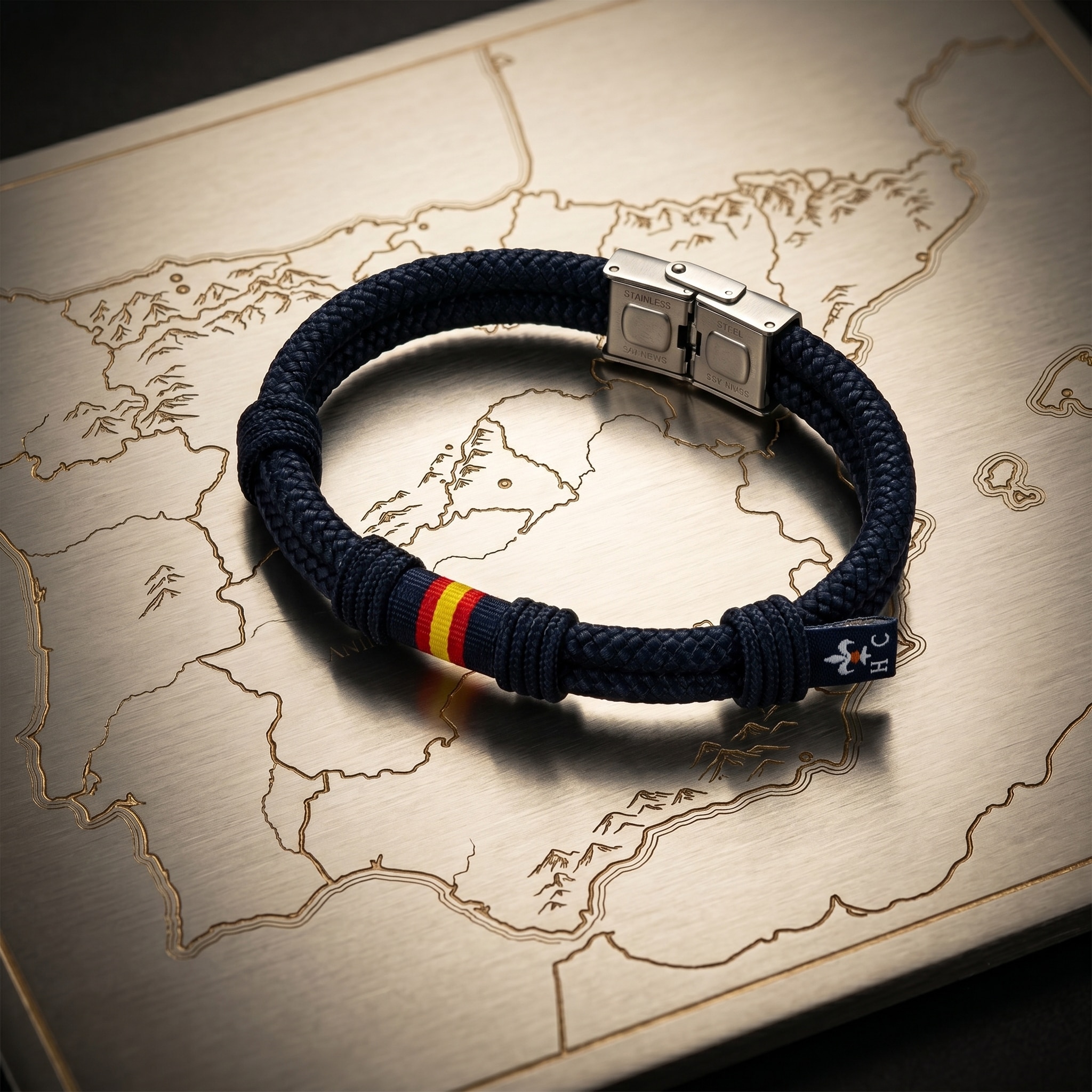 Pulsera Wake Up de hombre con bandera - Hispania Colors - Azul marino Azul marino-4