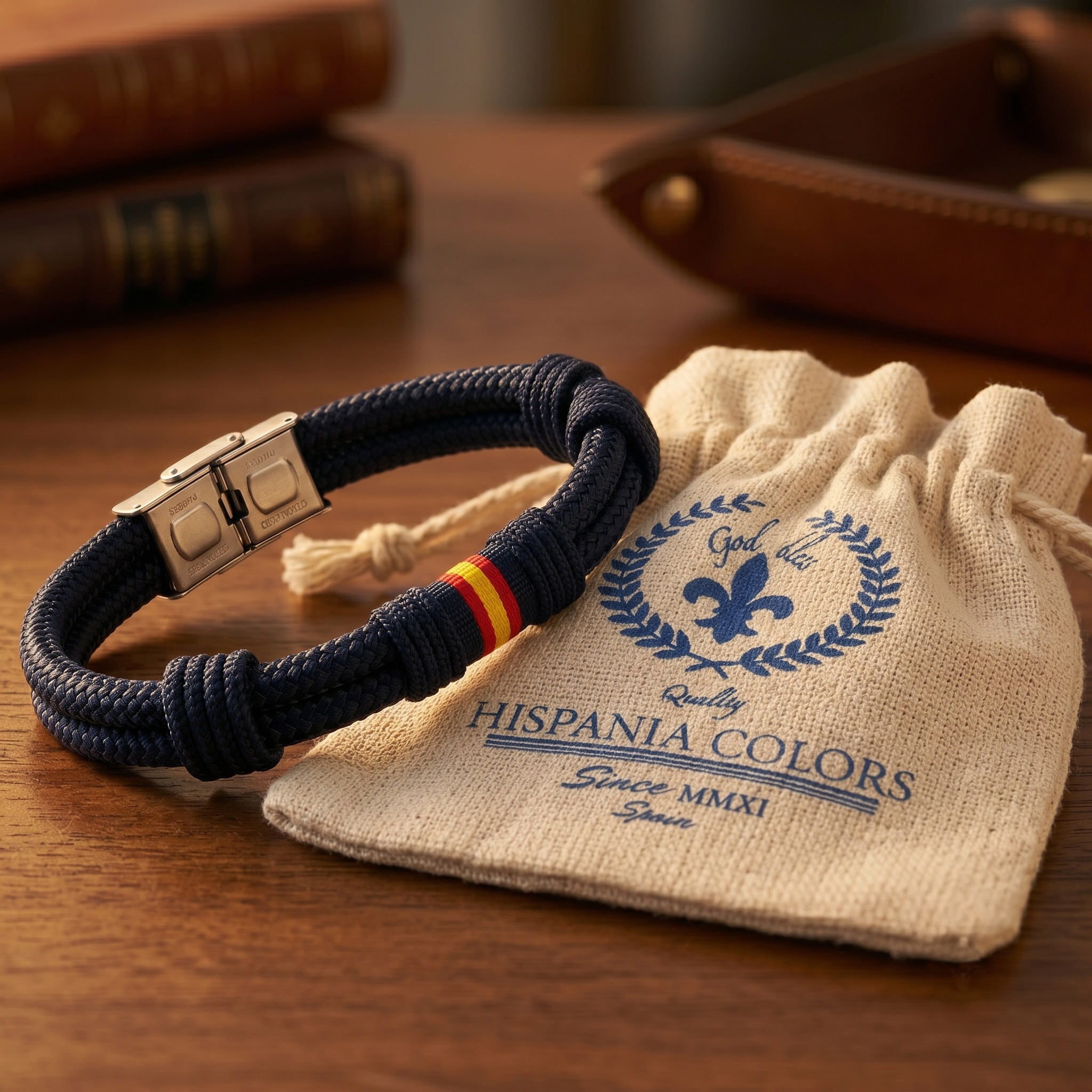 Pulsera Wake Up de hombre con bandera - Hispania Colors - Azul marino Azul marino-6