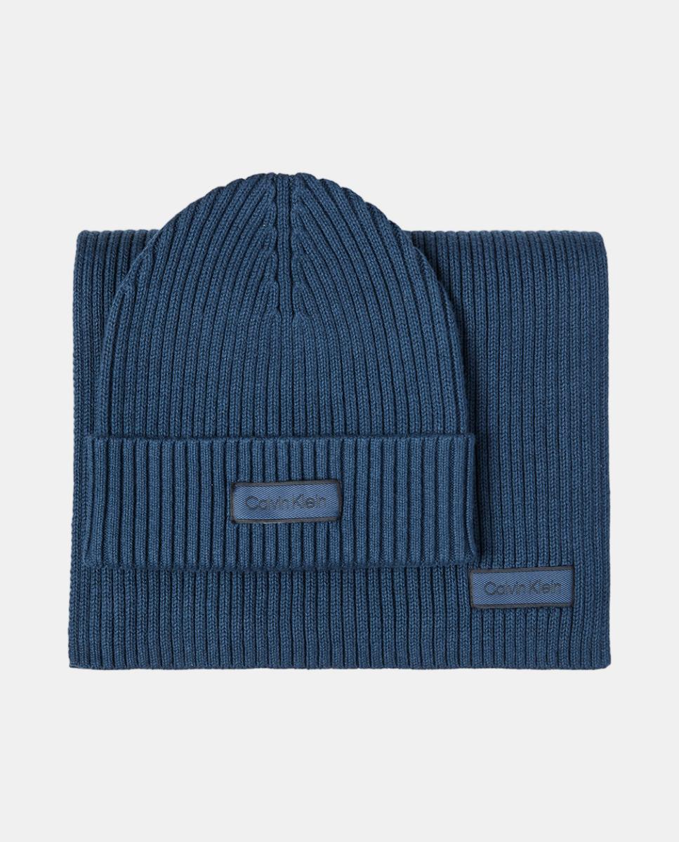 Gift pack Calvin Klein con gorro y bufanda de hombre. - Azul Azul-1