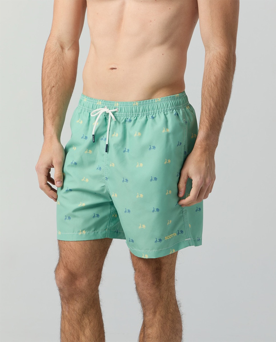 Calções de Banho com Dois Bolsos Inclinados Verde-3
