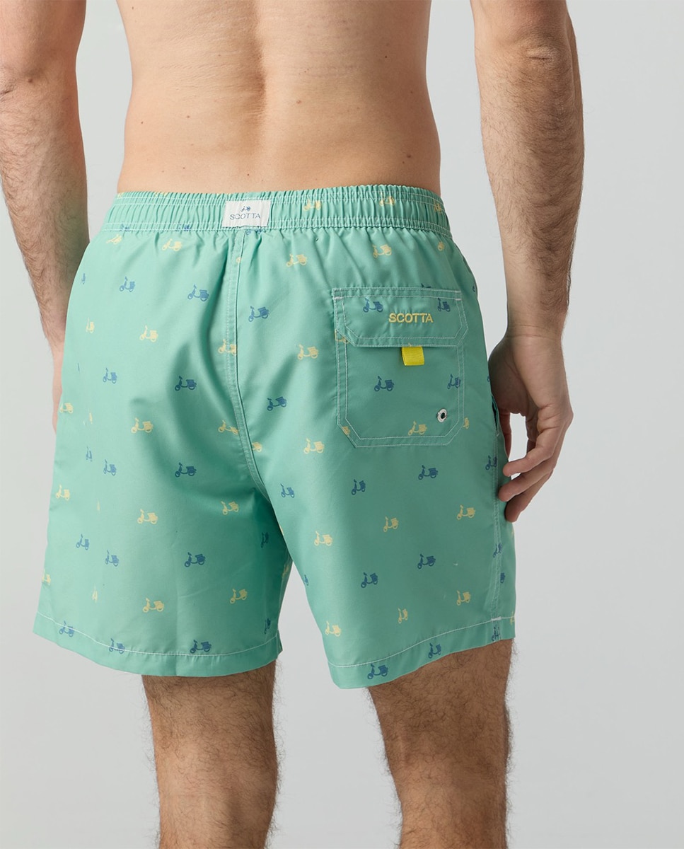 Calções de Banho com Dois Bolsos Inclinados Verde-4