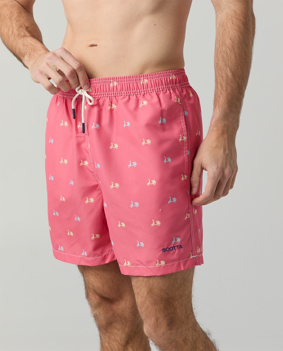 Calções de Banho com Dois Bolsos Inclinados Fúcsia-3