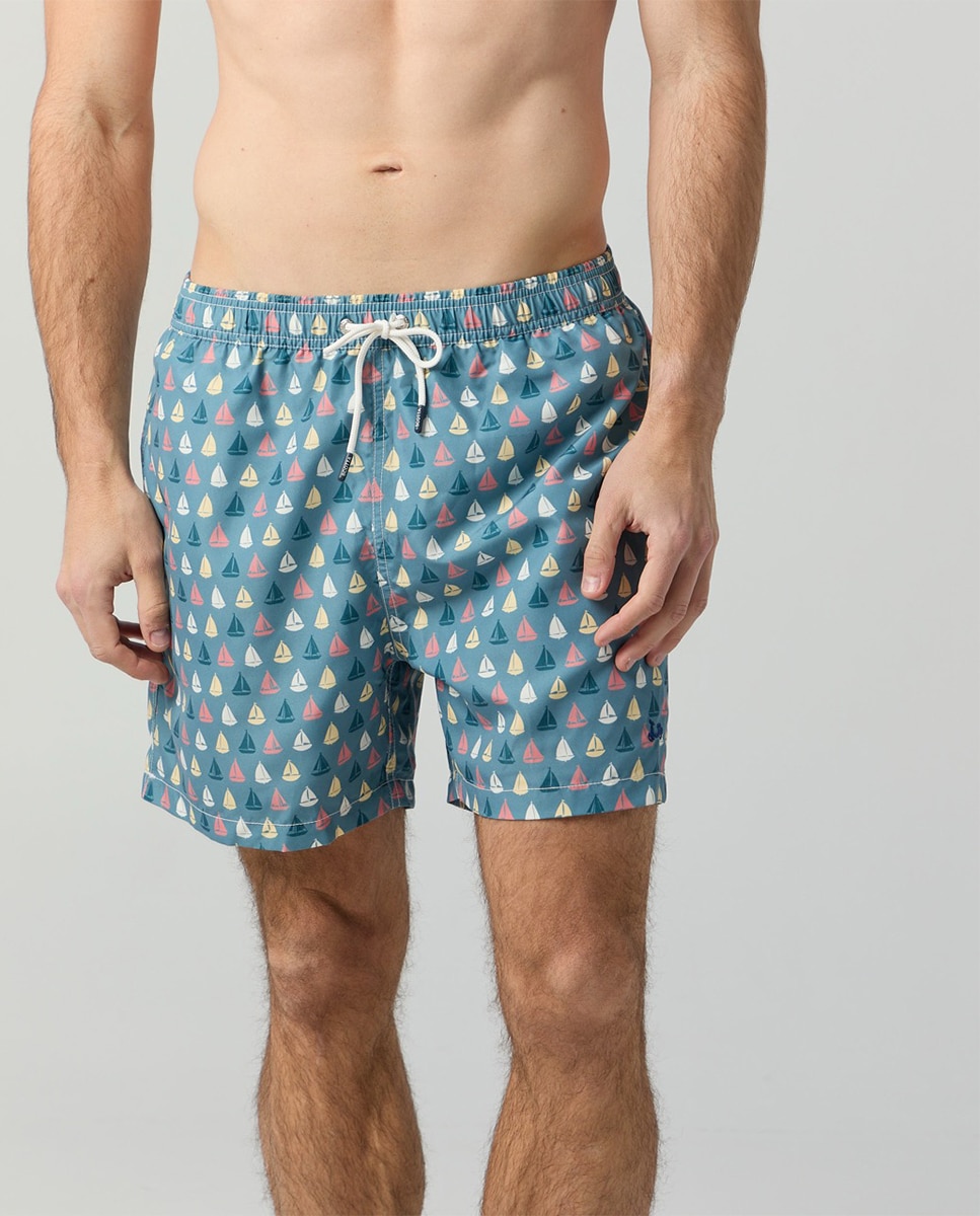 Calções de Banho com Dois Bolsos Inclinados Azul-claro-3