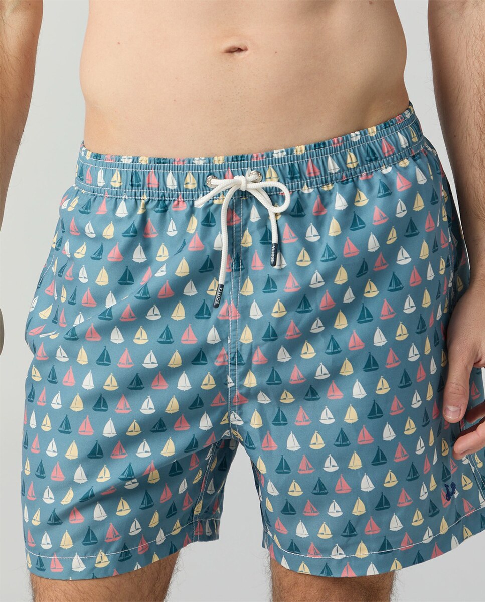 Calções de Banho com Dois Bolsos Inclinados Azul-claro-4