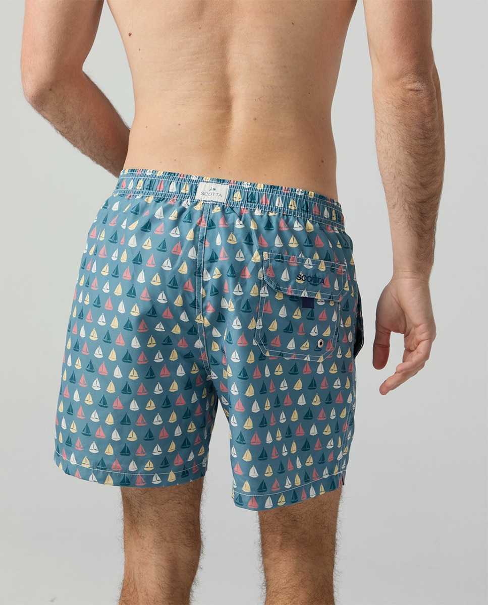 Calções de Banho com Dois Bolsos Inclinados Azul-claro-5