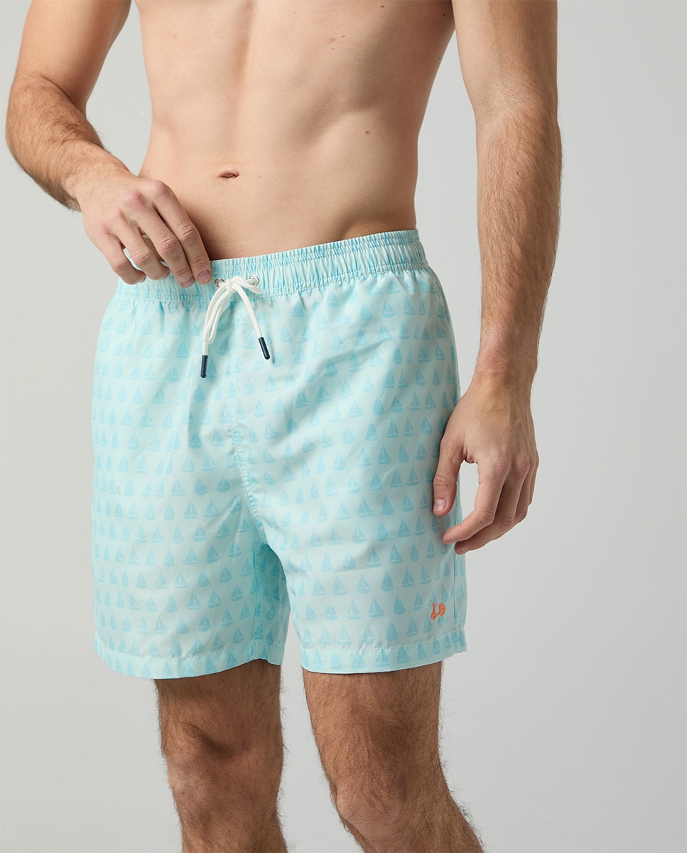 Calções de Banho com Dois Bolsos Inclinados Azul-claro-3
