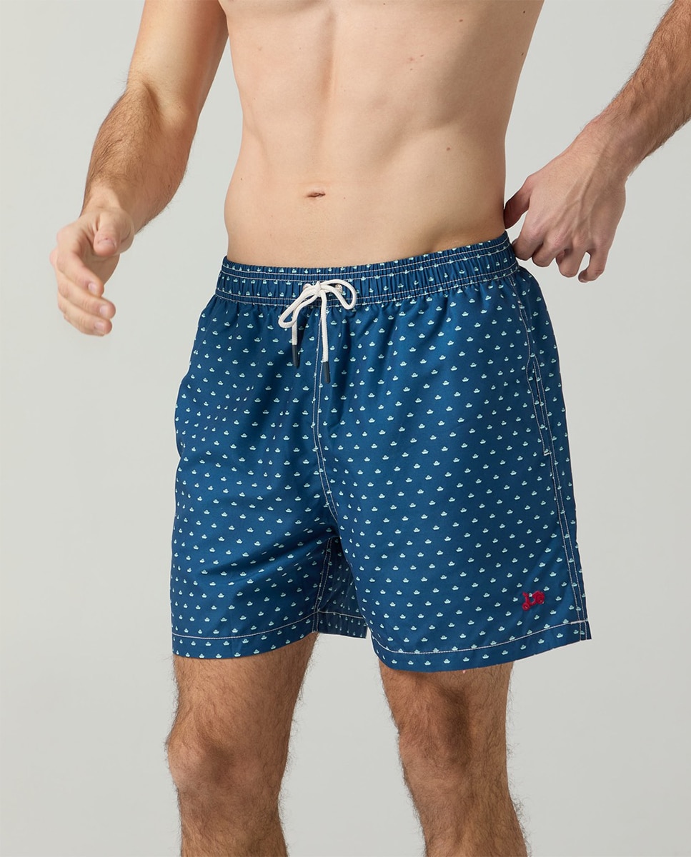 Calções de Banho com Dois Bolsos Inclinados Azul-marinho-3