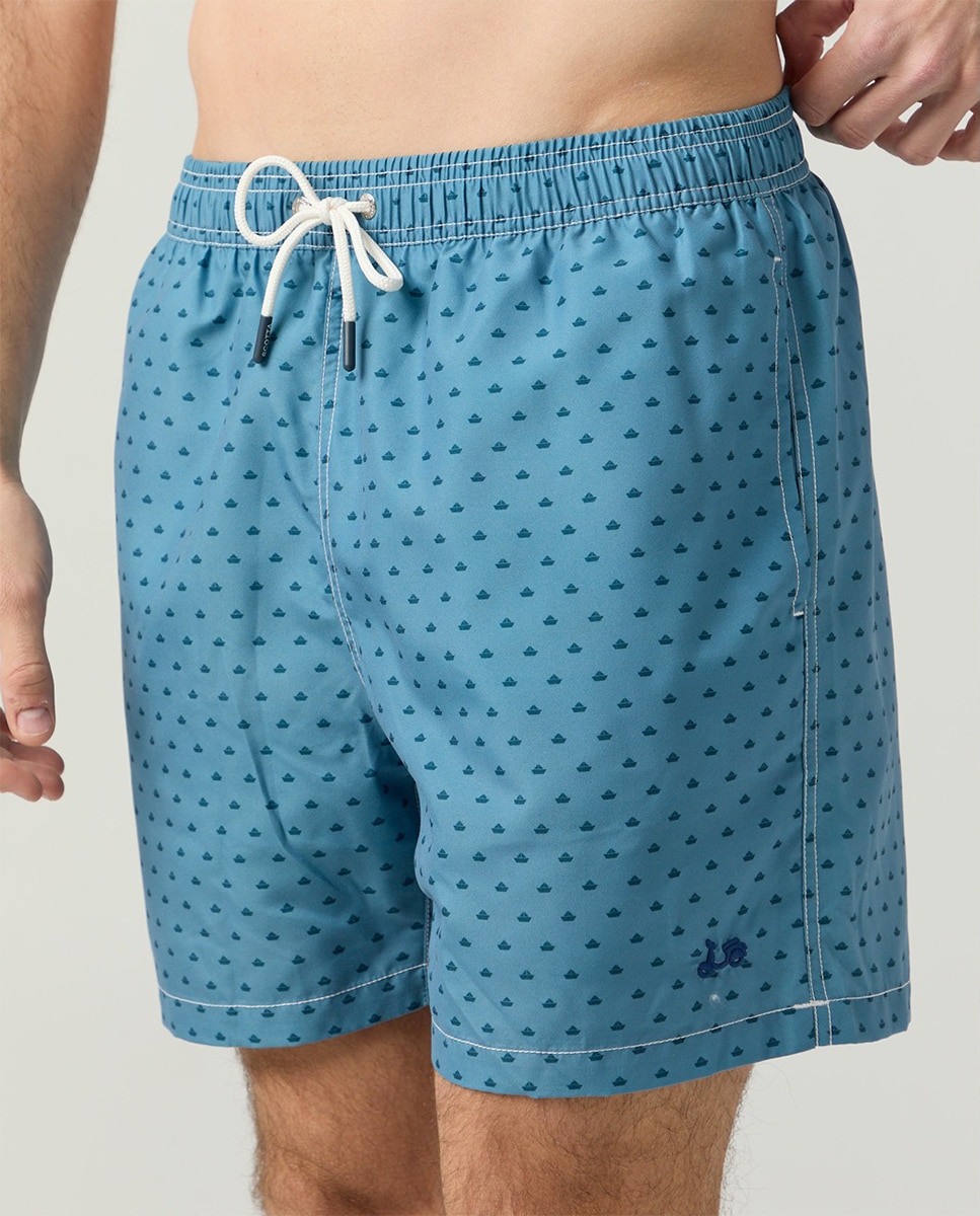 Calções de Banho com Dois Bolsos Inclinados Azul-claro-3