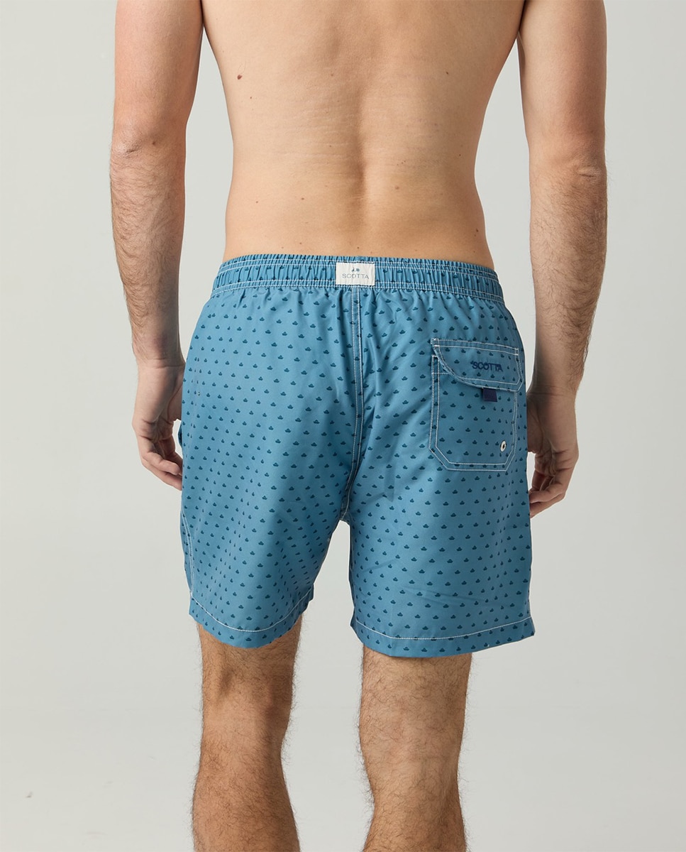 Calções de Banho com Dois Bolsos Inclinados Azul-claro-4