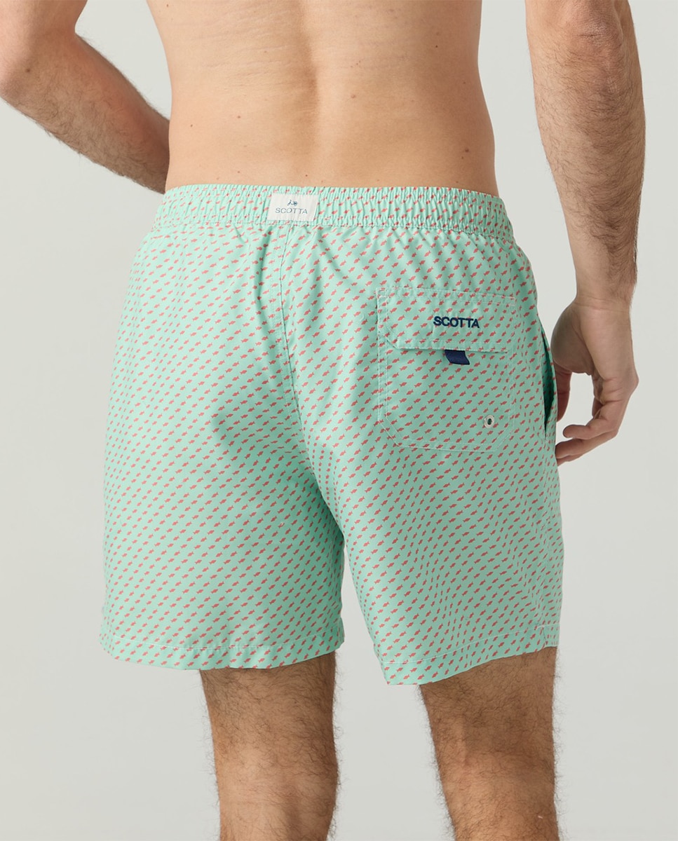 Calções de Banho com Dois Bolsos Inclinados Verde-escuro-4