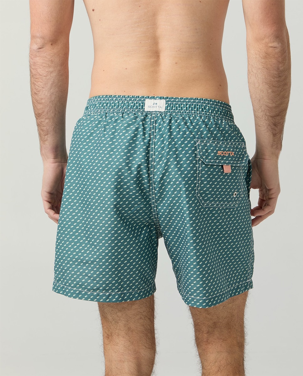 Calções de Banho com Dois Bolsos Inclinados Verde-claro-4