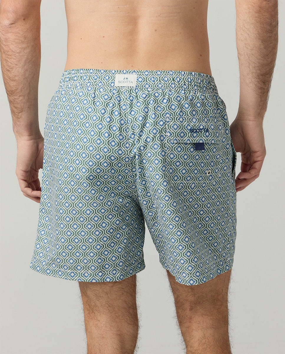 Calções de Banho com Dois Bolsos Inclinados Azul-4