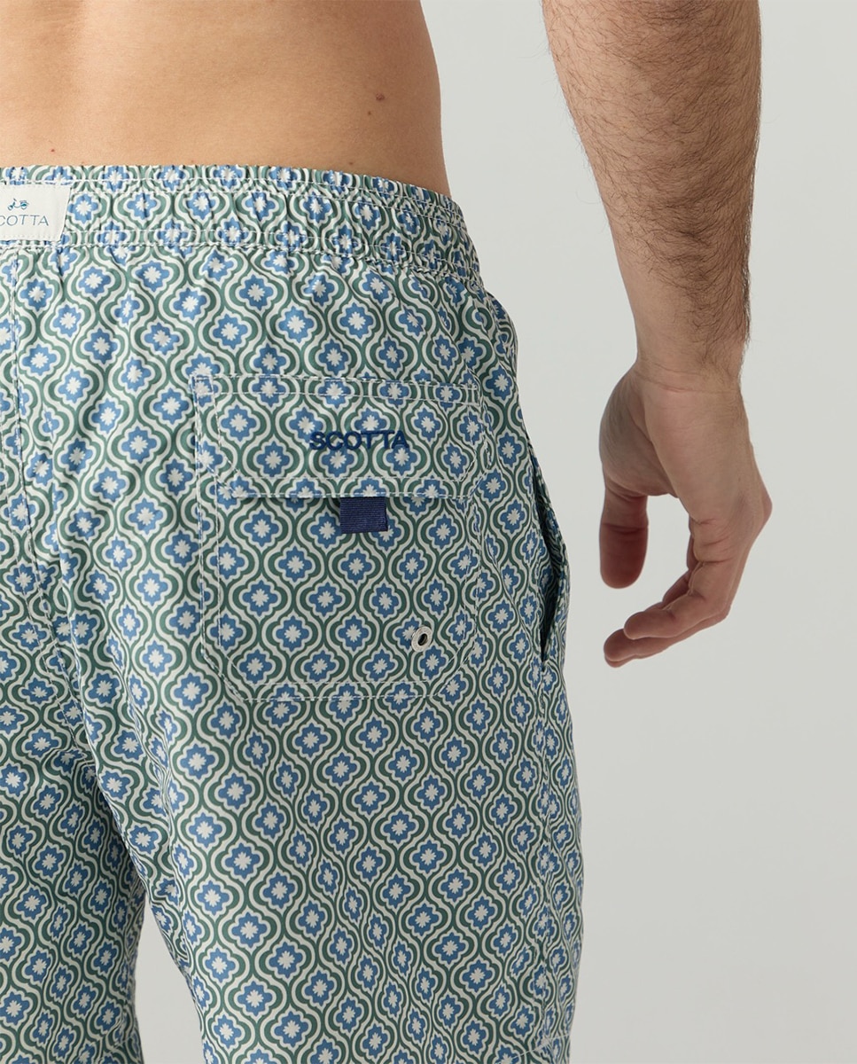 Calções de Banho com Dois Bolsos Inclinados Azul-5