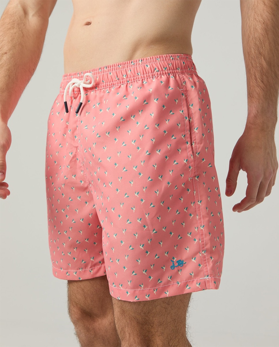 Calções de Banho com Dois Bolsos Inclinados Fúcsia-3