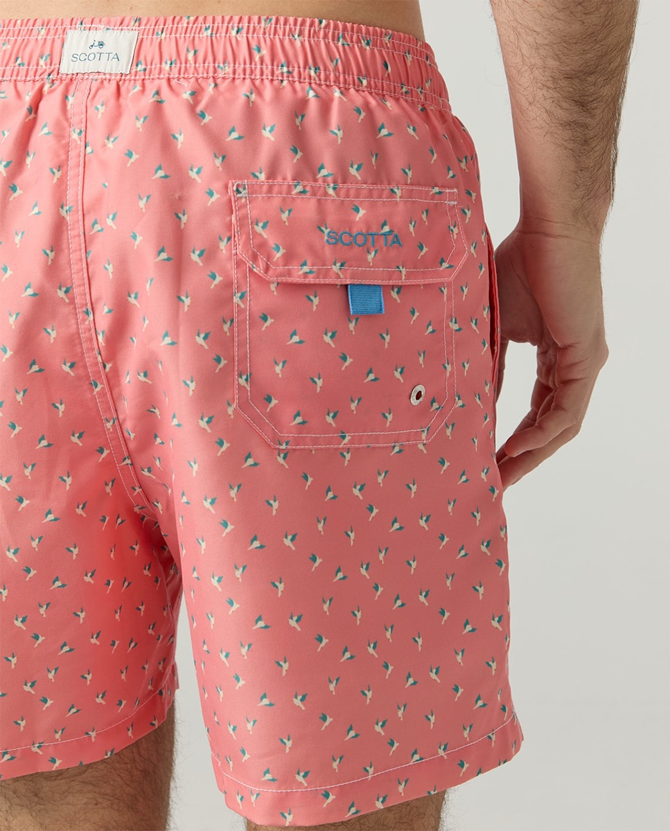 Calções de Banho com Dois Bolsos Inclinados Fúcsia-5