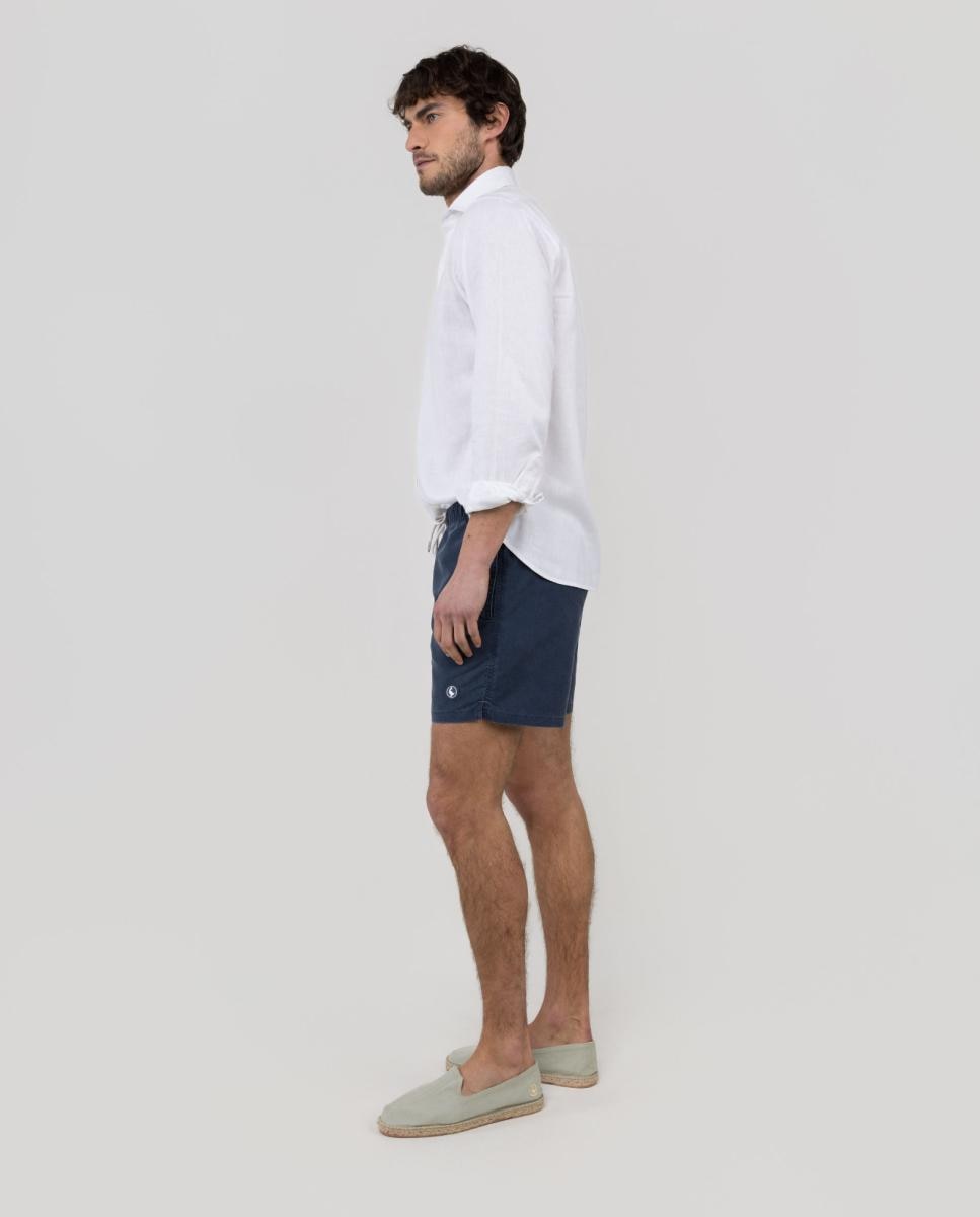 Calções de Banho com Dois Bolsos Laterais e um Bolso Traseiro Azul-4