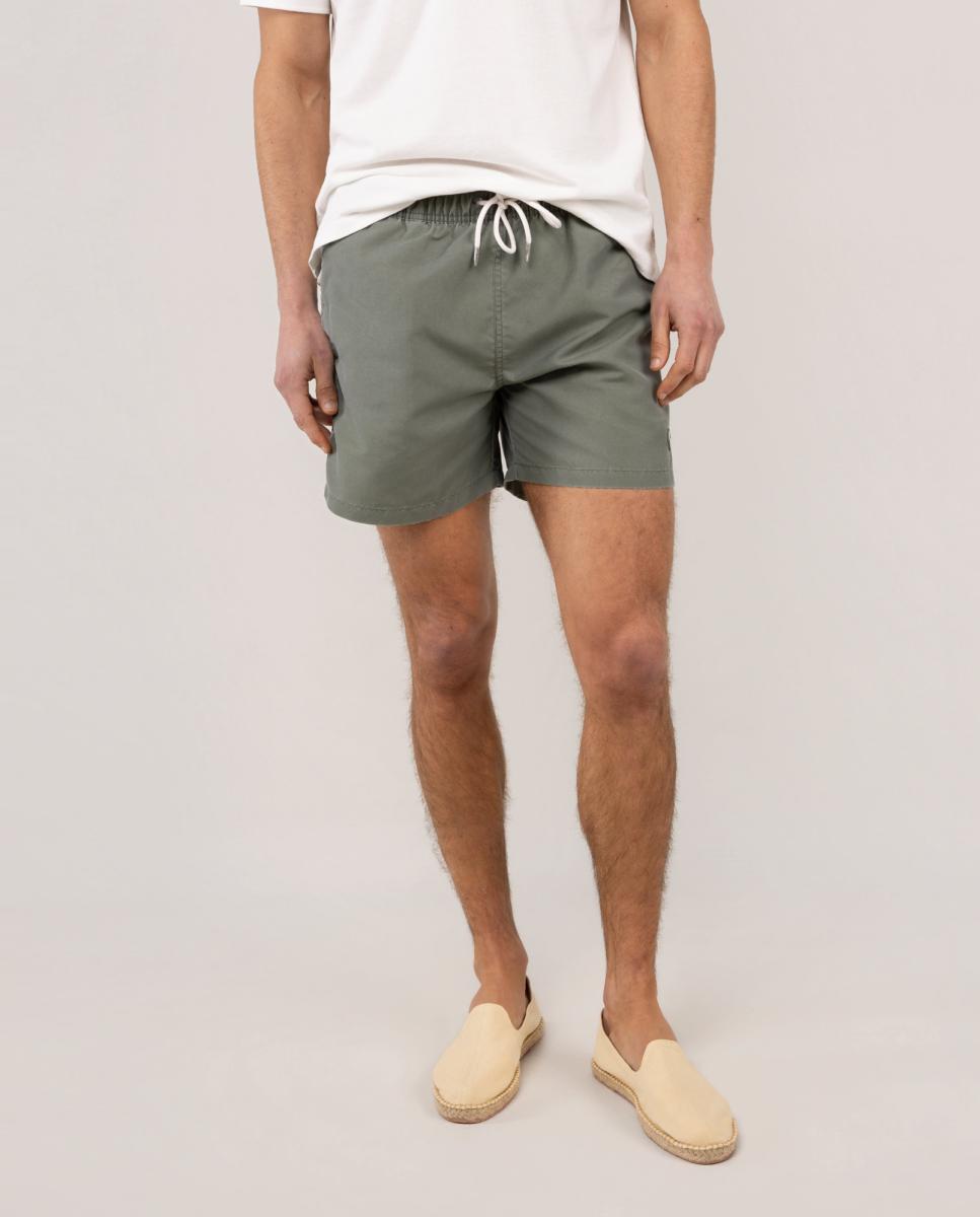 Calções de Banho com Dois Bolsos Laterais e um Bolso Traseiro Verde Água-2