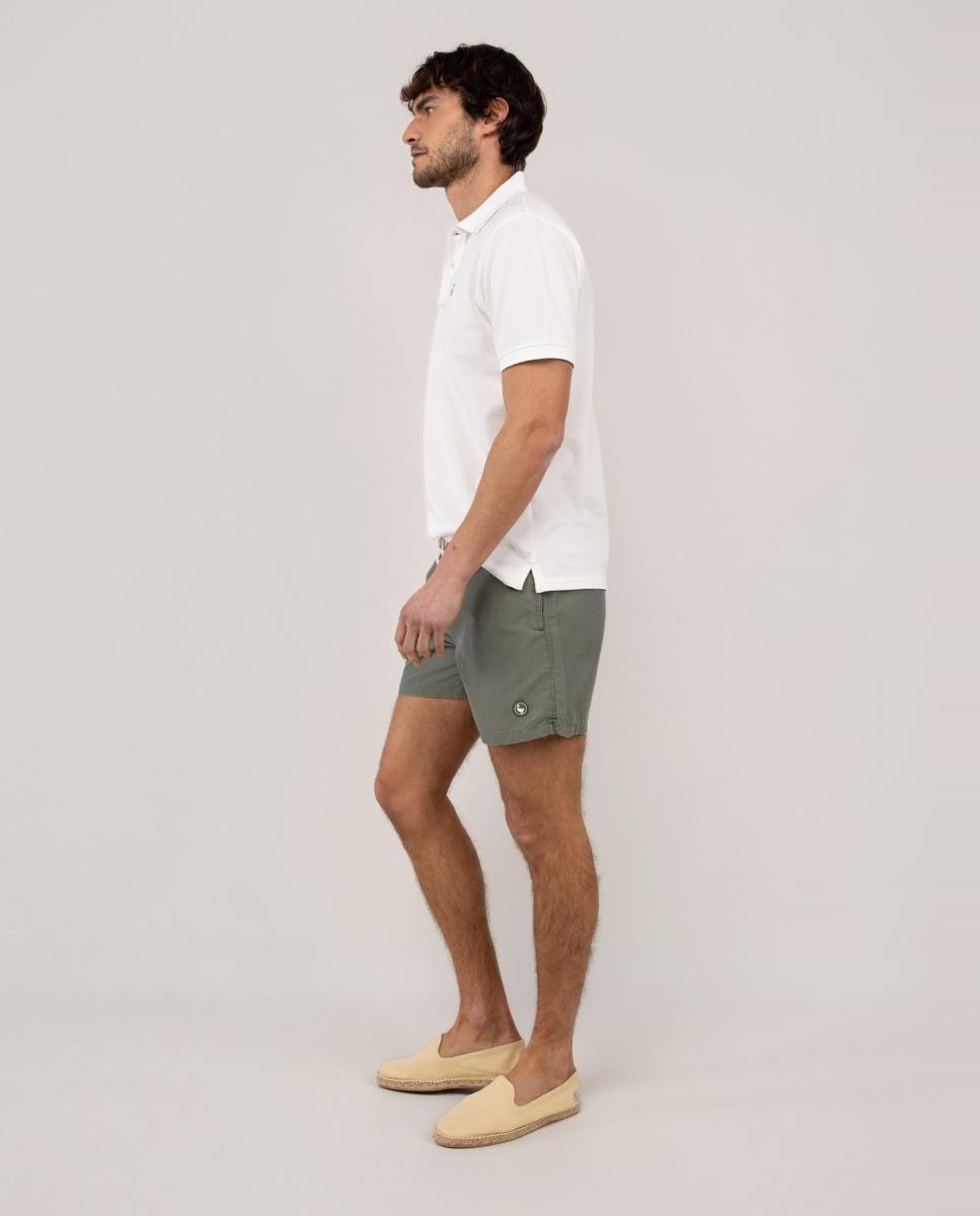 Calções de Banho com Dois Bolsos Laterais e um Bolso Traseiro Verde Água-4