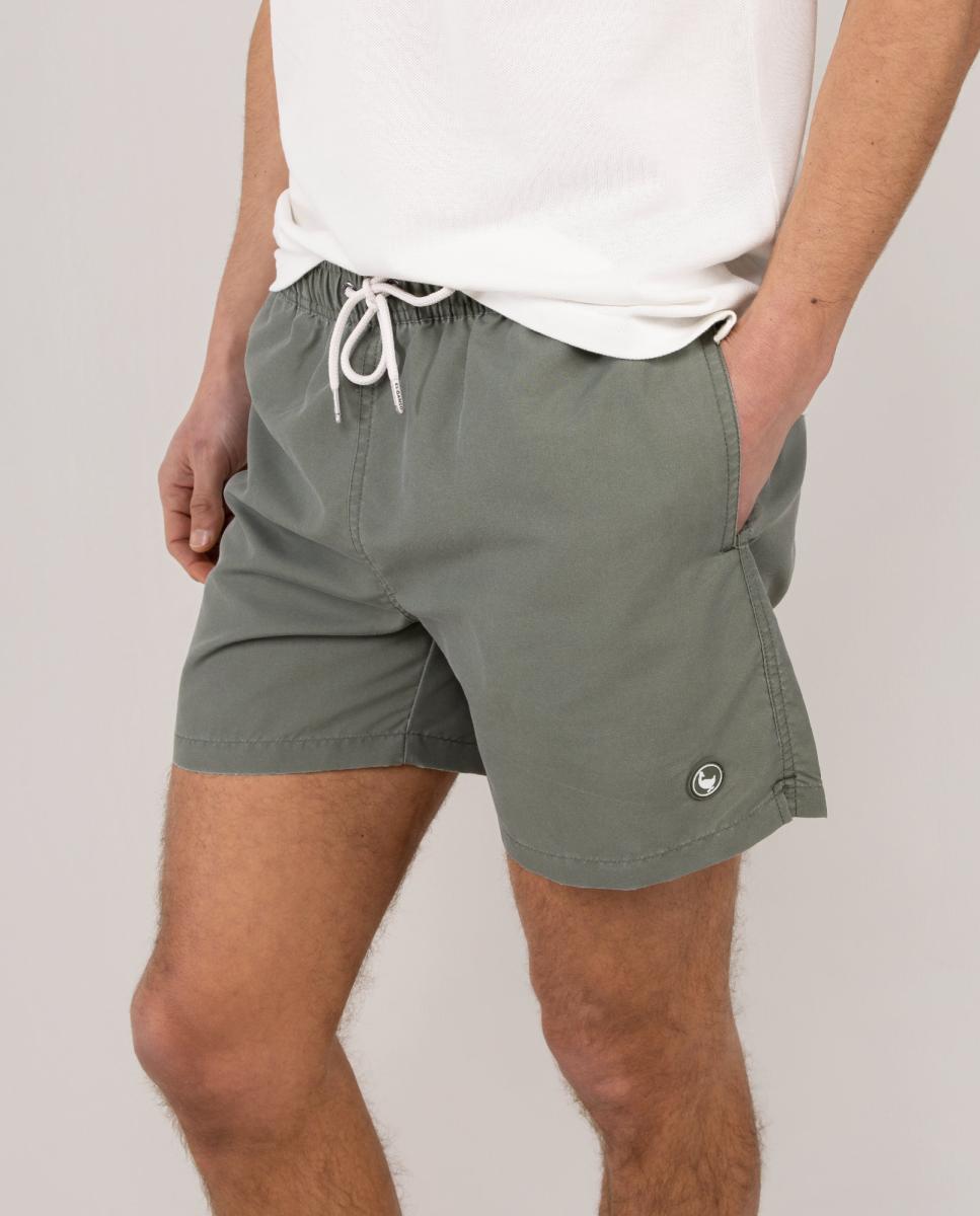Calções de Banho com Dois Bolsos Laterais e um Bolso Traseiro Verde Água-5
