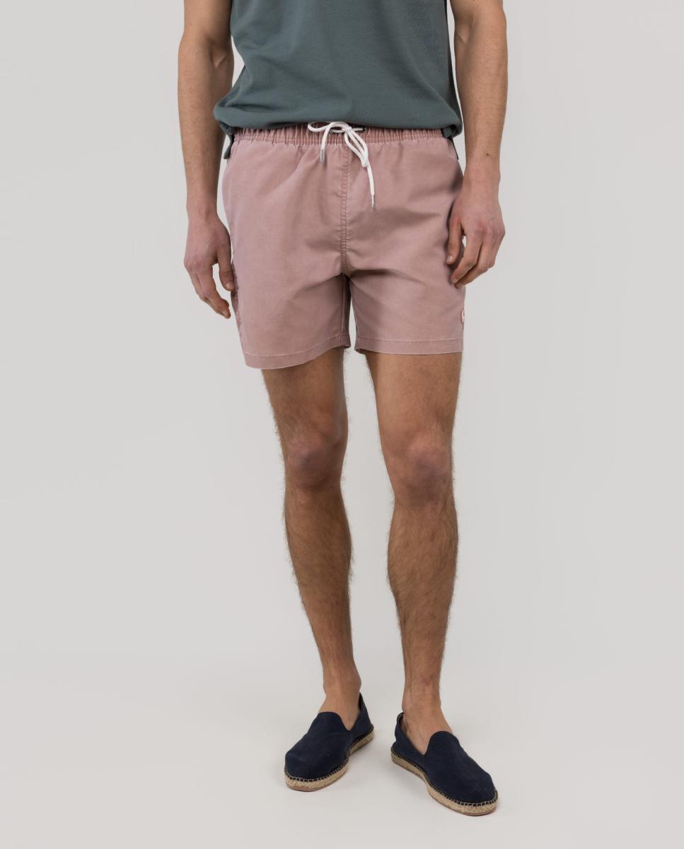 Calções de Banho com Dois Bolsos Laterais e um Bolso Traseiro Vermelho-2