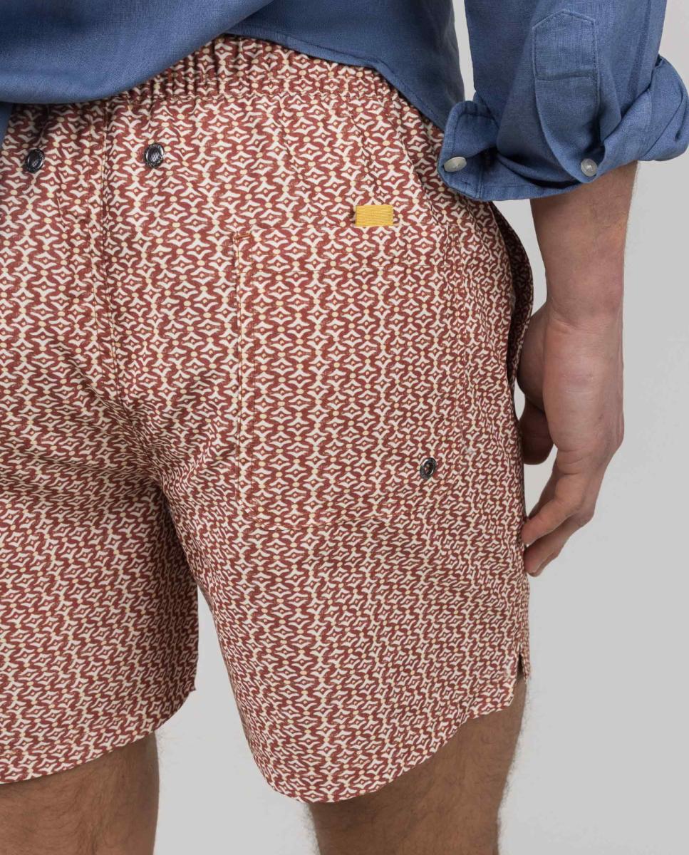 Calções de Banho com Dois Bolsos Laterais e um Bolso Traseiro Vermelho-6