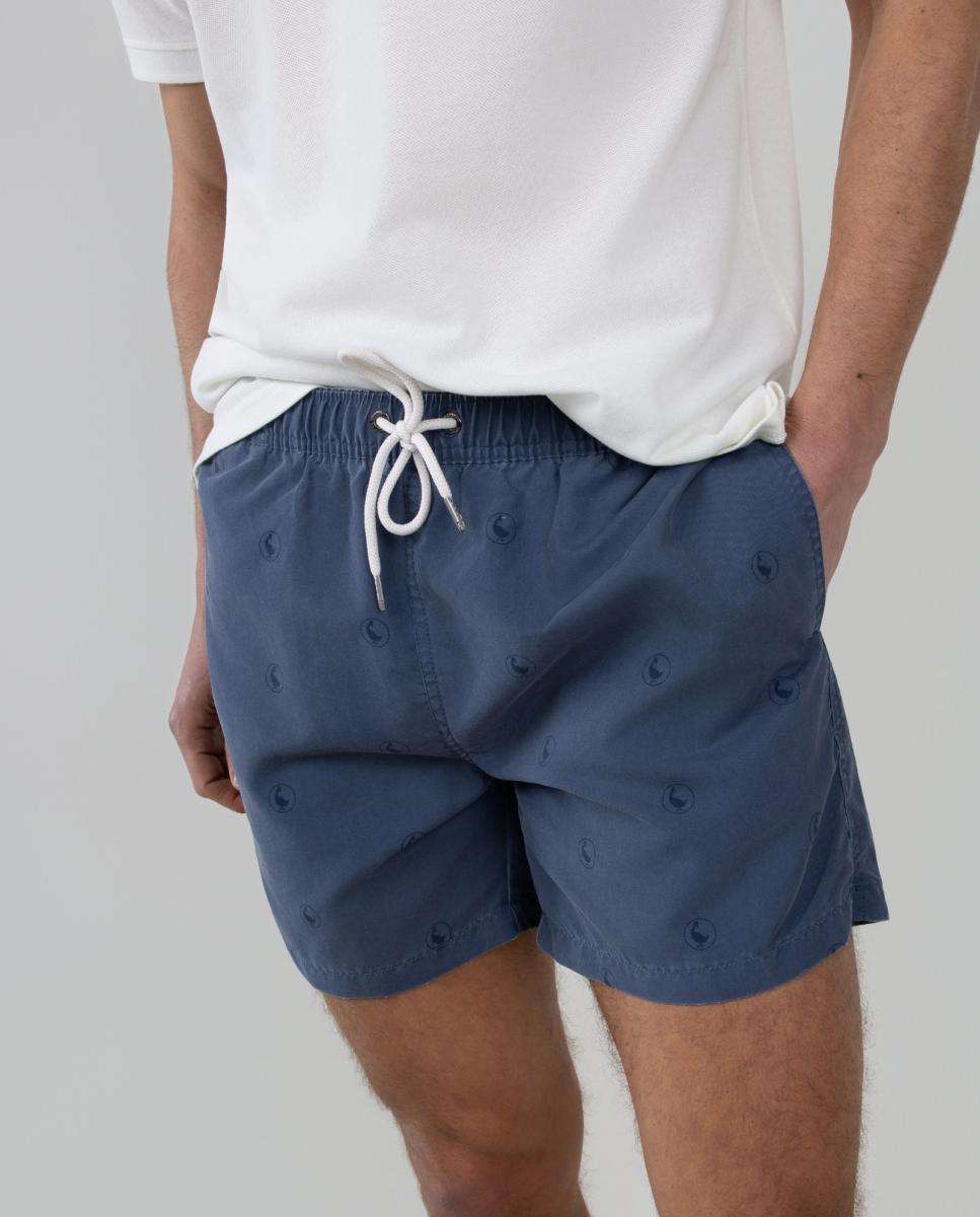 Calções de Banho com Dois Bolsos Laterais e um Bolso Traseiro Azul-7